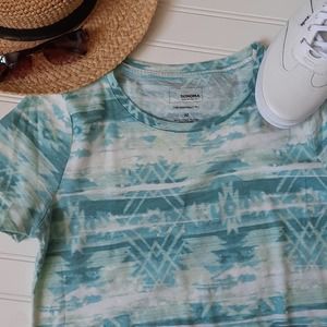 Sonoma Ladies Everyday Tee Green Pattern Size Medium